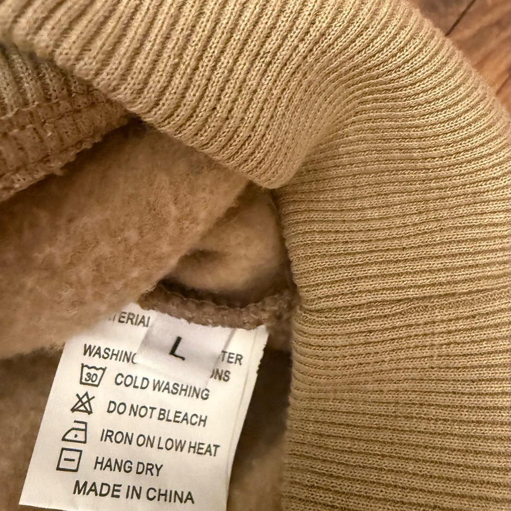 Women’s Tan Quarter-Zip Pullover Sweatshirt Size Large - Picture 5 of 10